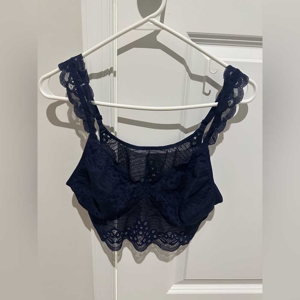 Aerie Navy Lace Bralette Size L